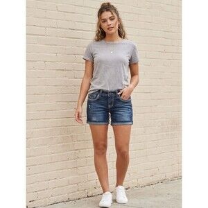 BONGO size 9 distressed cuff bottom jean short left pocket missing button